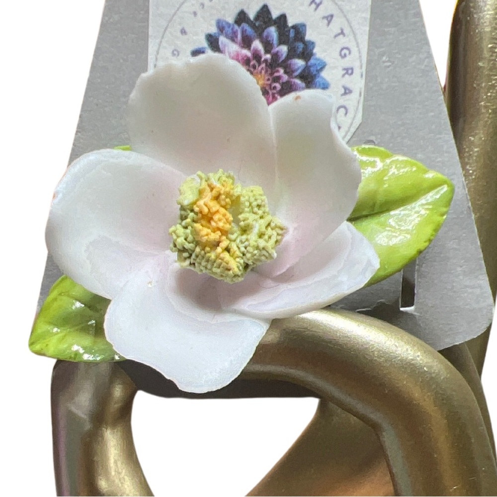 RR Roman Porcelain Dogwood Brooch